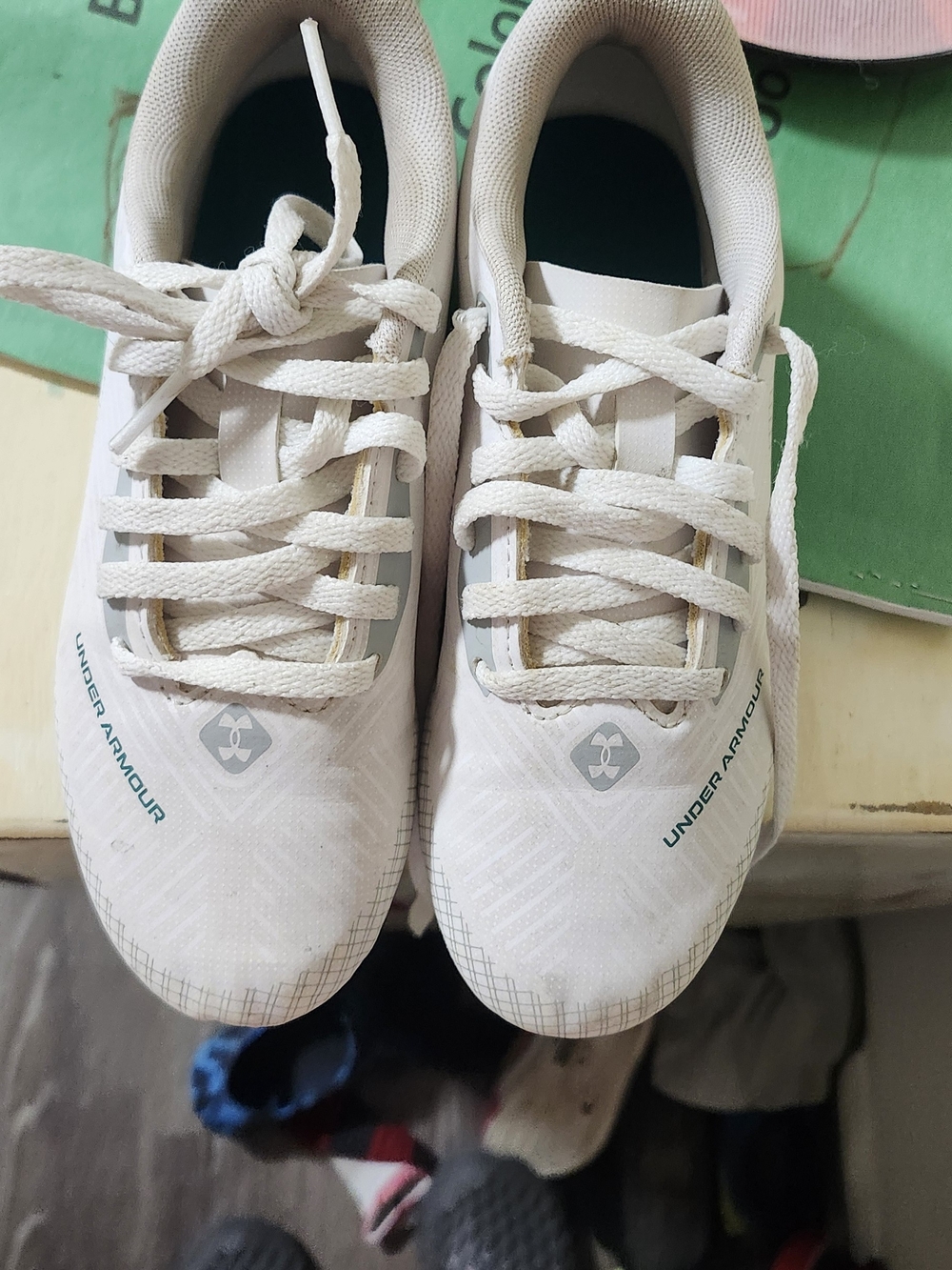 Under Armour White and Light Gray Kids Sneakers